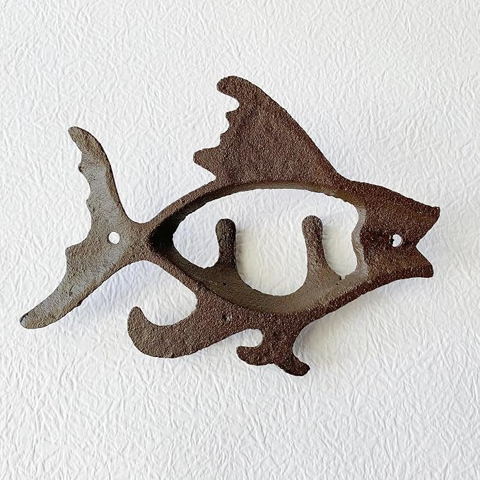 Rustic Fish-Shaped Decorative Wall Hook Rack Hangers - Image 7