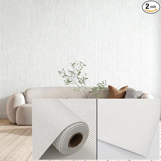 3D Wall Panels Peel and Stick – 2pc X 23.82"x110" PVC Faux Travertine Texture by NAMAII