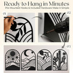 GALLERY GRACE Metal Wall Art Decor – 11" x 16", Office – Boho Minimalist Black - Image 4