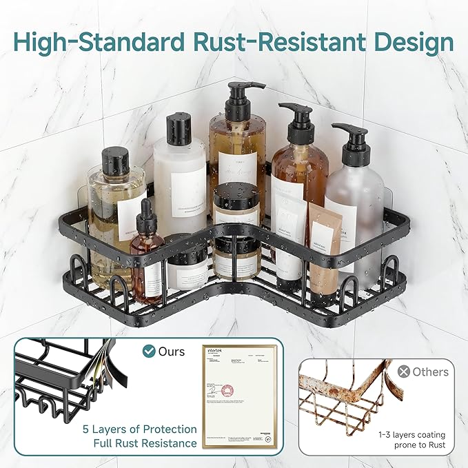Veken Corner Adhesive Shower Caddy 3-Pack - Image 3
