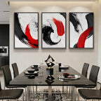 Large Framed Red Black White Abstract Wall Art - Image 5