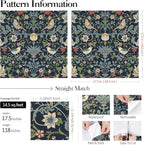 FunStick Navy Blue Floral Wallpaper Peel and Stick Vintage William Morris Green - Image 7