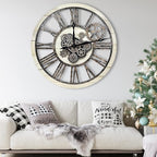 The B-Style Large Real Moving Gears Wall Clock 30 inch Rustic Retro Industrial - Image 3