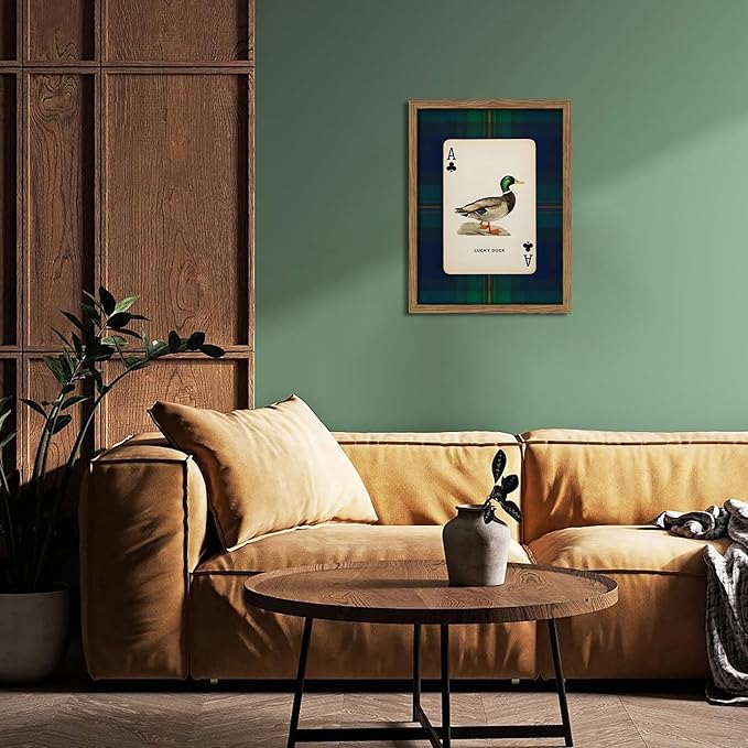 Framed Vintage Mallard Duck Wall Art, Country Lucky Duck Wildlife Poker Wall - Image 2