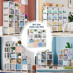 Mavivegue Book Shelf, 16 Cube Storage Organizer, Metal Cube Bookshelf, DIY - Image 7