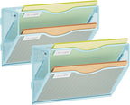 Marbrasse Wall File Holder 2-Tier Hanging Wall File Organizer, Mesh Mail Holder by Marbrasse