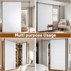 100% Blackout Room Divider Curtains Sets White W100 x L96 in 2 Panels No Drill - Image 7