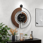 Modern Walnut Marble Dial Wall Clock, Large Wood Metal Frame Silent Non Ticking - Image 3