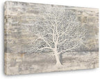 Yihui Arts Tree Of Life Canvas Wall Art Hand Painted Grey White Beige Paintings by YihuiArts