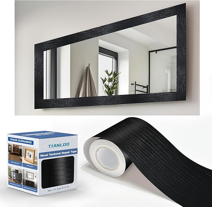 TIANLDD 27 FT Wood Grain Wallpaper Border, Removable Waterproof Mirror Border by TIANLDD