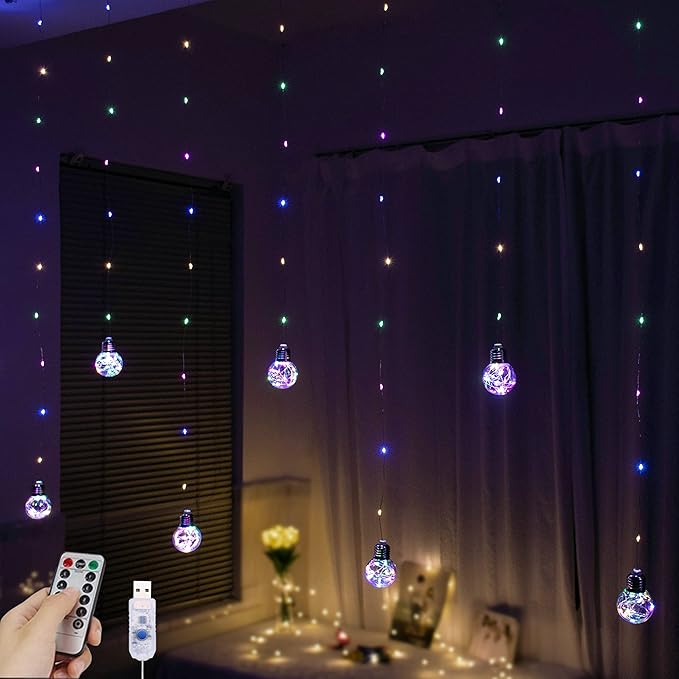 YOLIGHT Wishing Ball Curtain Lights 200 LED Window Curtain String Light by Yolight
