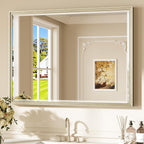 Keonjinn 40" x 30" Brushed Nickel Bathroom Vanity Mirror, Beveled Tempered Glass by Keonjinn