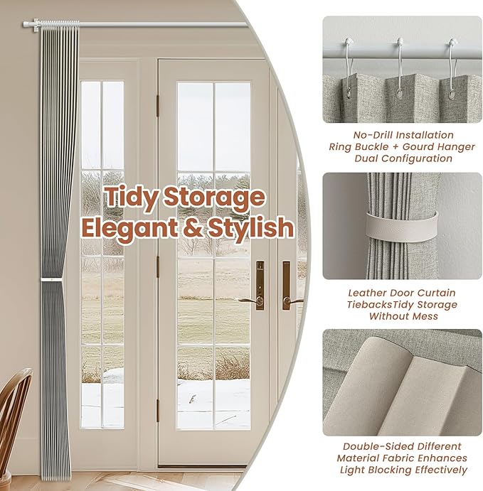 AJAZZ Blackout Accordion Door Curtain 98"x106" Grey - Image 5
