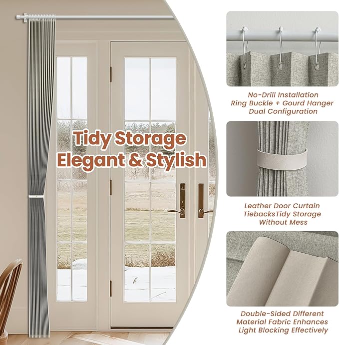 AJAZZ Blackout Accordion Door Curtain 98"x84" Grey - Image 5