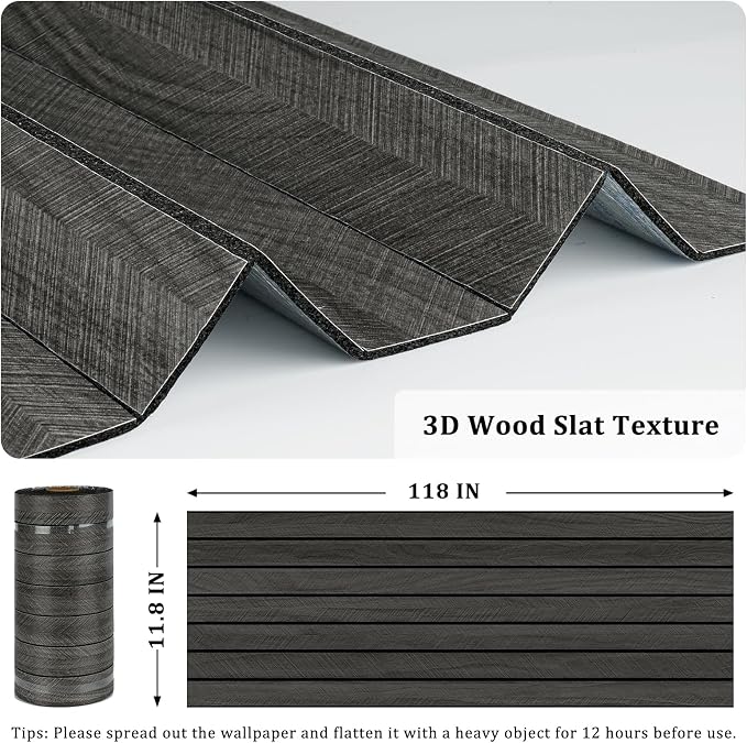 Self Adhesive Wood Slat Wall Paneling Grey/Black 3D Wood Panels - Image 6