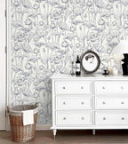 Timeet Floral Peel and Stick Wallpaper 16" x 197" White and Purple Wallpaper by Timeet