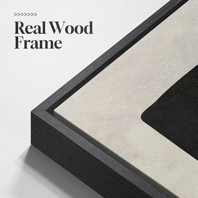 Framed Modern Black and White Neutral Abstract Wall Art, Minimalist Abstract - Image 5