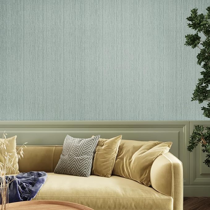 CRE8TIVE Large Size Mint Green Grasscloth Peel and Stick Wallpaper Textured - Image 2
