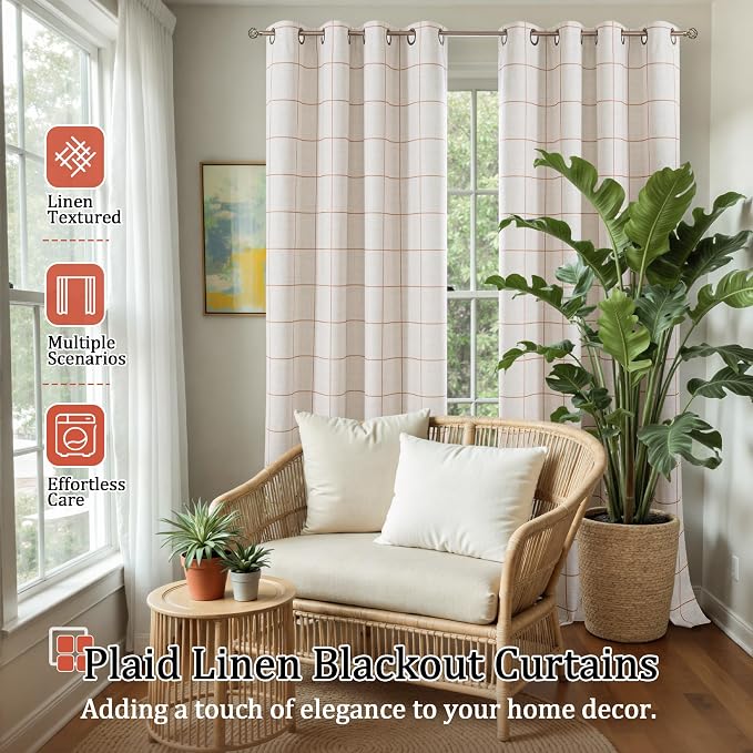 Lajode Plaid Curtains Pattern Printed 90 Inches Long - Image 2