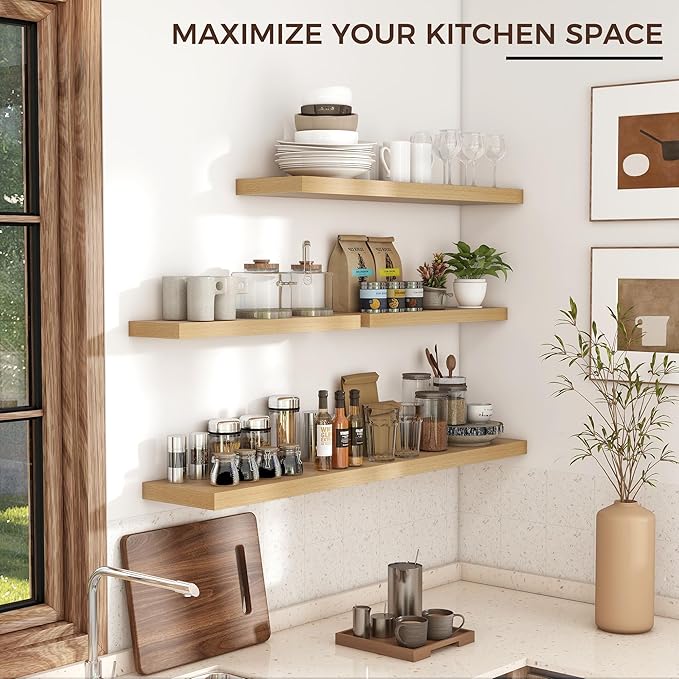 Venusmiles Floating Shelves for Wall 24 inch Long, Engineered Wood Wall Shelves - Image 6