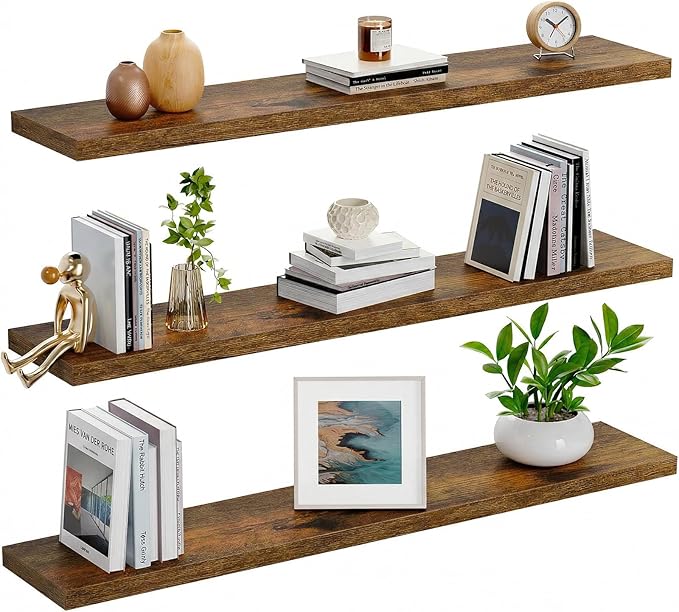 AMADA HOMEFURNISHING 35.4" L Floating Shelves, Wall Shelves Set of 3 - Image 9