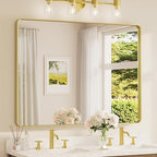 TETOTE 48 x 36 Inch Gold Bathroom Mirror, Champagne Gold Brushed Metal Framed by TETOTE