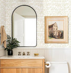 Peel and Stick Wallpaper Boho Wallpaper 17.3" x 393" Geometric Beige and White - Image 3