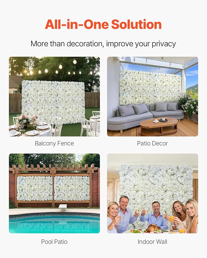 VEVOR 3D Flower Wall Panel, Artificial Floral Wall Background Mesh Backing Mat - Image 5