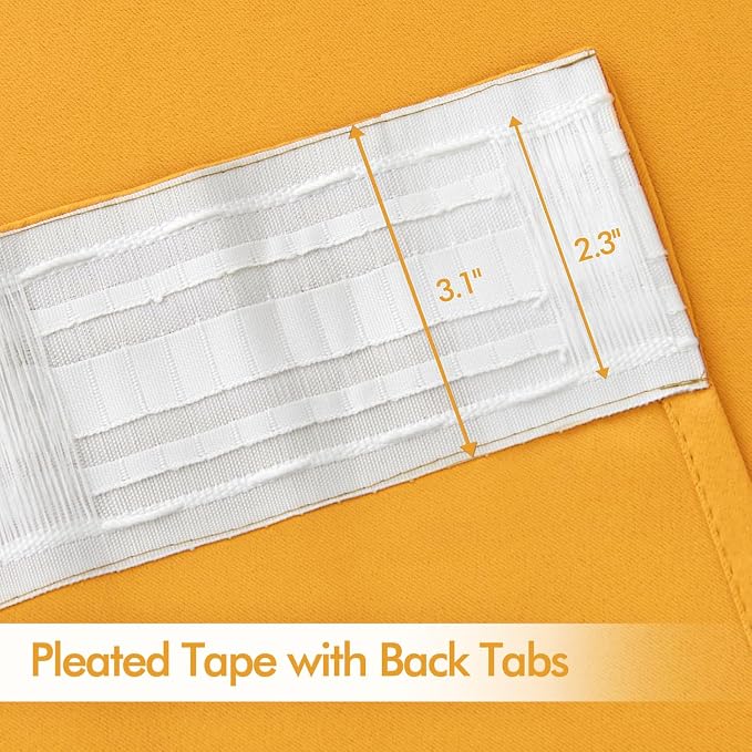 MIULEE Yellow Back Tab Blackout Curtains 84 Inch Length 2 Panels Set - Image 4