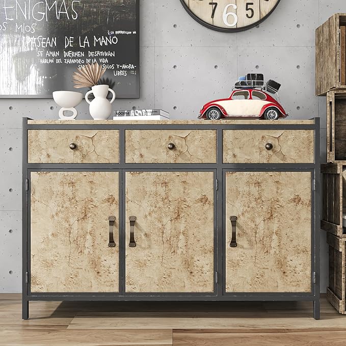 VEELIKE Wide Size 32''x354'' Aged Tan Concrete Wallpaper Peel and Stick - Image 6