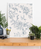 Froluya Cream White and Blue Floral Wallpaper Peel and Stick Wallpaper - Image 6