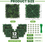 Grass Wall 12 Pack 10"x10" Artificial Boxwood Hedge Wall Panels, Privacy Hedge - Image 2