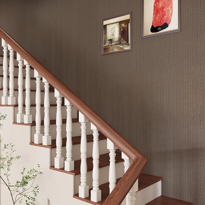 CRE8TIVE Large Size 24"x354" Grasscloth Textured Dark Brown Peel and Stick - Image 2