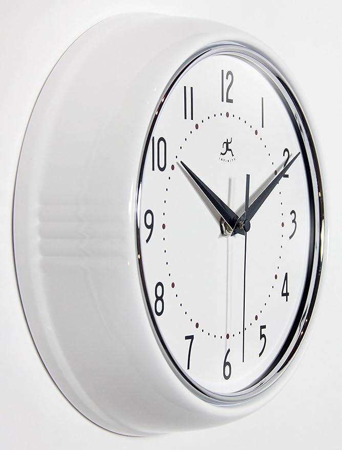 Infinity Instruments LTD. Retro 9 inch Silent Sweep Non-Ticking Mid Century - Image 2