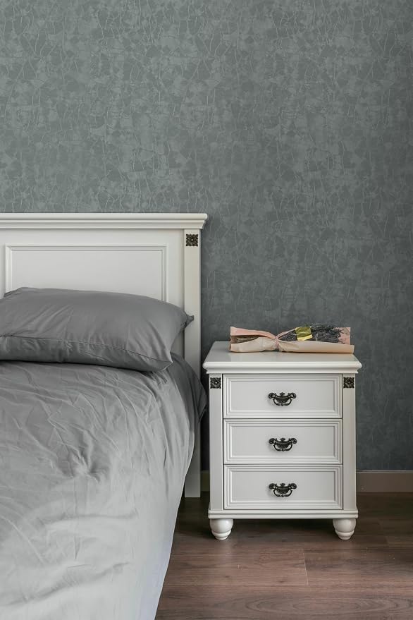 Yasinet Peel and Stick Wallpaper Removable Wallpaper Modern Grey-Green Embossed - Image 7