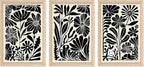 YWJKWLGS Abstract Floral Wall Art Set of 3, 16x24 Inch Black Boho Flower Prints by Unknown