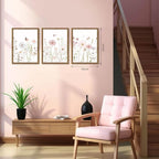Framed Wildflower Wall Art Set of 3, Vintage Flower Botanical Paintings - Image 3