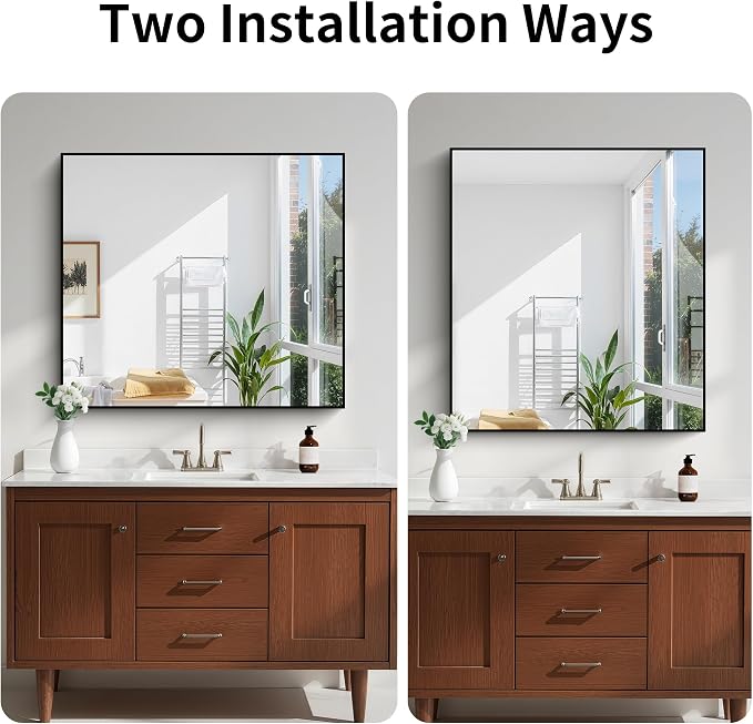 KOCUUY Bathroom Mirror 36"x40", Shatterpoof Large Vanity Mirror, Metal Framed - Image 8