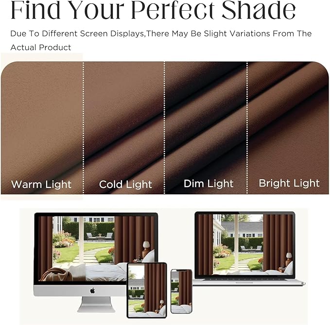 CUCRAF Brown Blackout Curtains 84 inch Length 2 Panels Set, Rod Pocket Room - Image 5