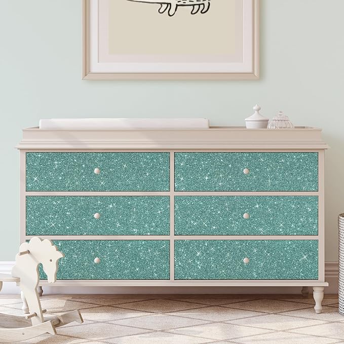 CRE8TIVE Light Teal Glitter Wallpaper Border Sparkle Glitter Wallpaper Stick - Image 2