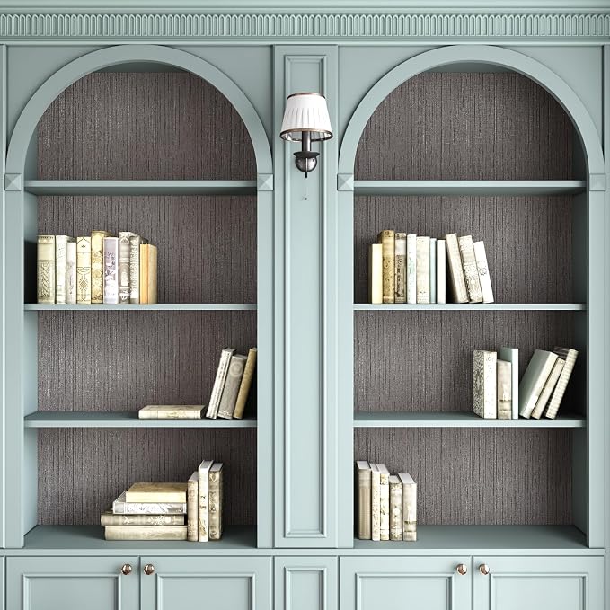 CRE8TIVE Dark Grey Grasscloth Wallpaper Removable Textured Wallpaper Stick and - Image 6