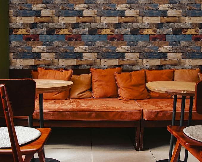 FLFK Wood Bricks Wallpaper Peel and Stick Wood Wall Paper Self Adhesive - Image 3