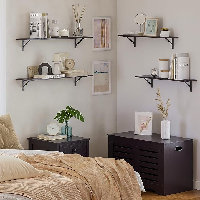 DINZI LVJ Long Wall Shelves, 31.5 Inch Wall Mounted Shelves Set of 2, - Image 6