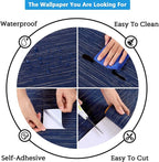 CRE8TIVE Wide Dark Blue Grasscloth Peel and Stick Wallpaper - Image 9