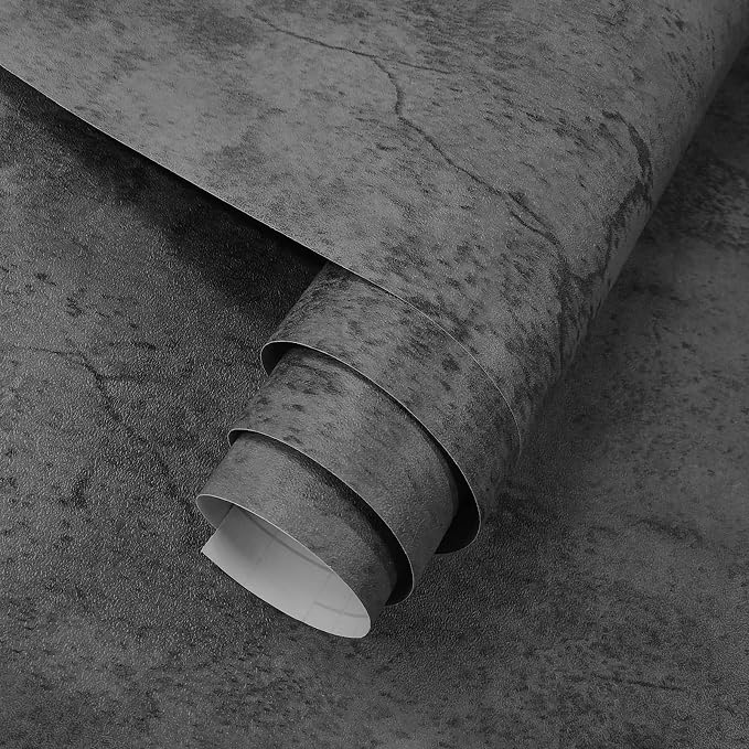 3yecao 16"×197" Extra Thick Dark Blue Grey Concrete Wallpaper Peel and Stick by 3YECAO