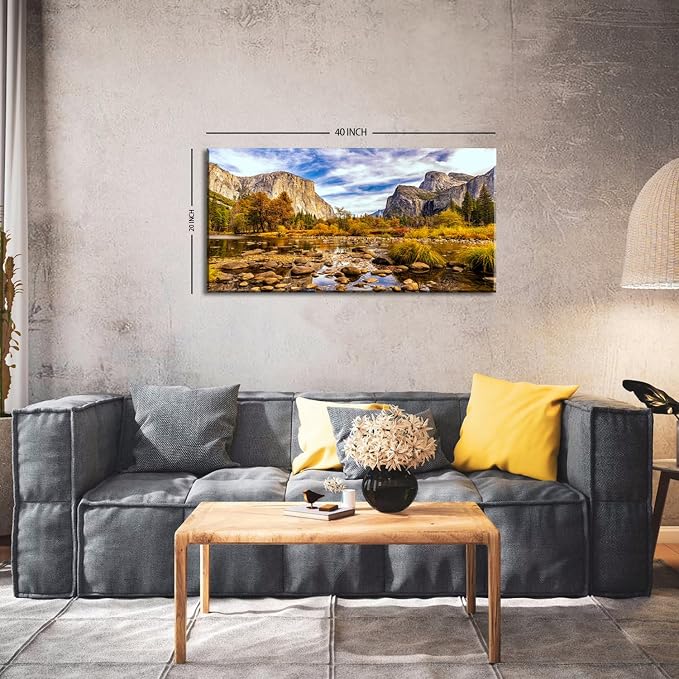 Yosemite Valley Mountain Wall Art Panorama of National Park Canvas Prints - Image 3
