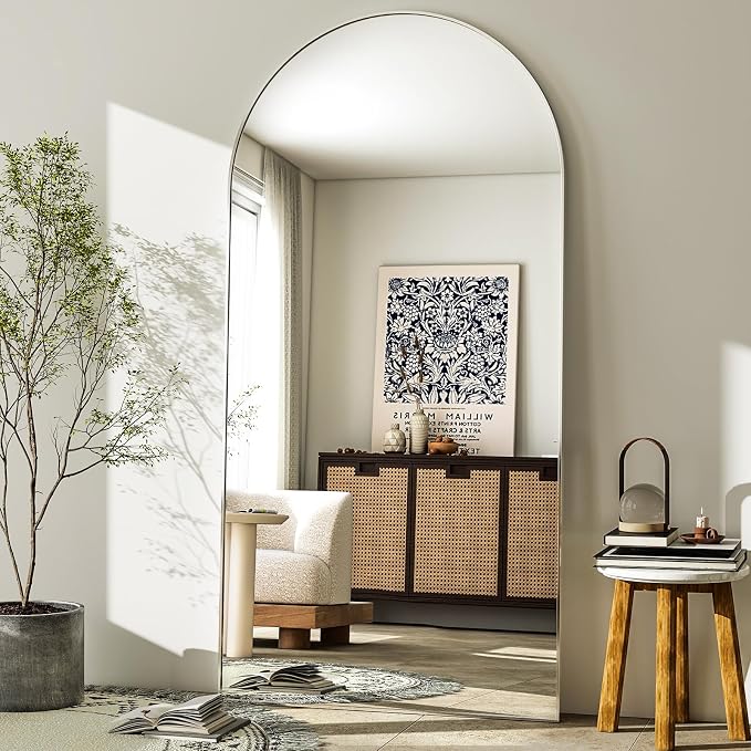 GLSLAND-30x71 inch Wall Mount Arched Full Length Mirror-Aluminum Alloy Frame - Image 2