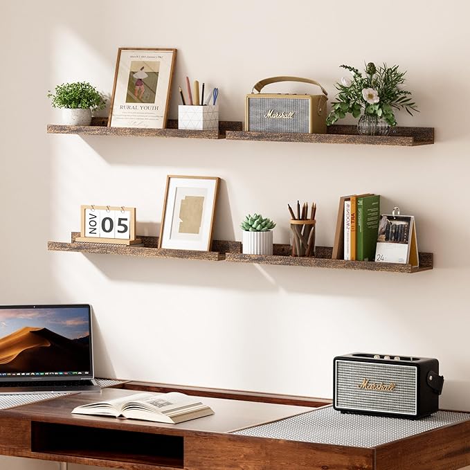 upsimples Floating Shelves for Wall, 23.6 Inch Shelves for Decor Storage Set of - Image 2