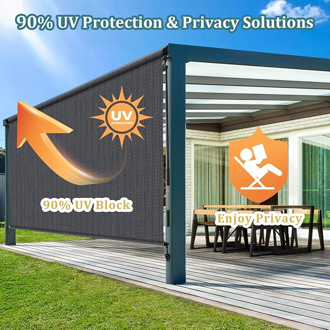 Shade&Beyond Custom Size Outdoor Roller Shades Cordless Patio Roll Up Blinds - Image 2