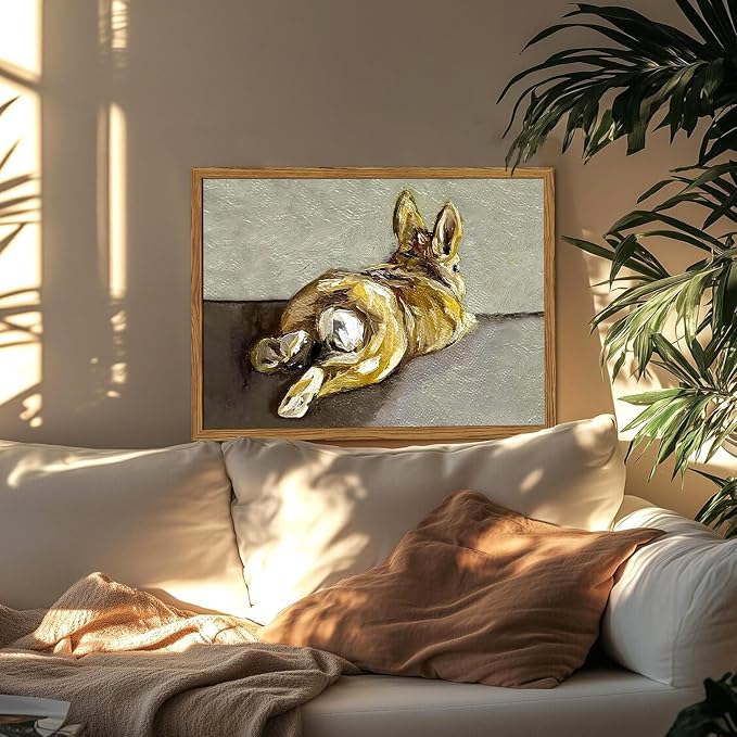 Framed Vintage Easter Bunny Wall Art, Cute Rabbit Pictures Wall Decor, Rustic - Image 3